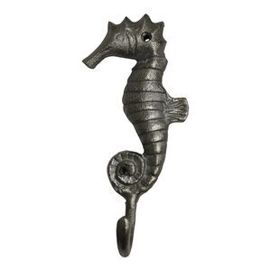 Seahorse Single Wall Hook Brushed Aluminum 8.25 Inches